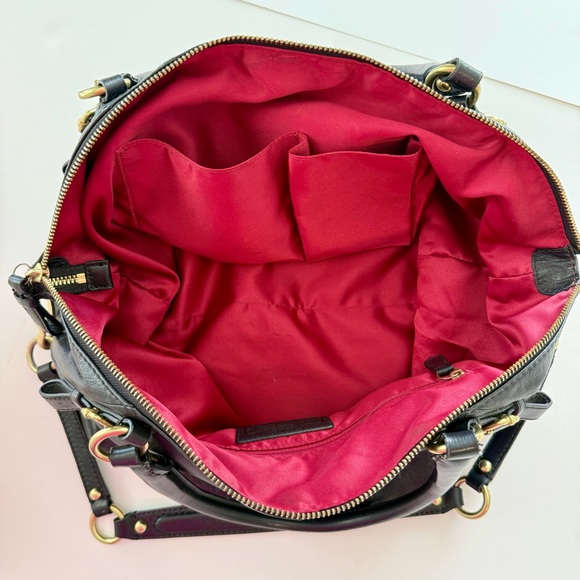 COACH | Coach Madison Sophia Black Leather Satchel Shoulder Bag w/ Red Lining - Picture 10 of 16